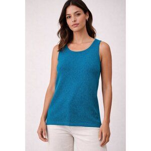 French Rags Teal Rayon Knit Tank Sleeveless Top Made USA Size 2